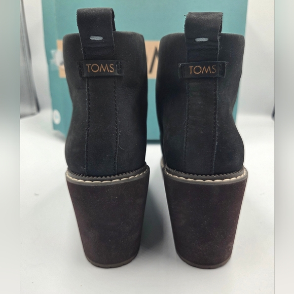 Toms Wedge Boot Melrose Black Water Resistant Lace Up Womens Size 8 New With Box - Picture 7 of 16